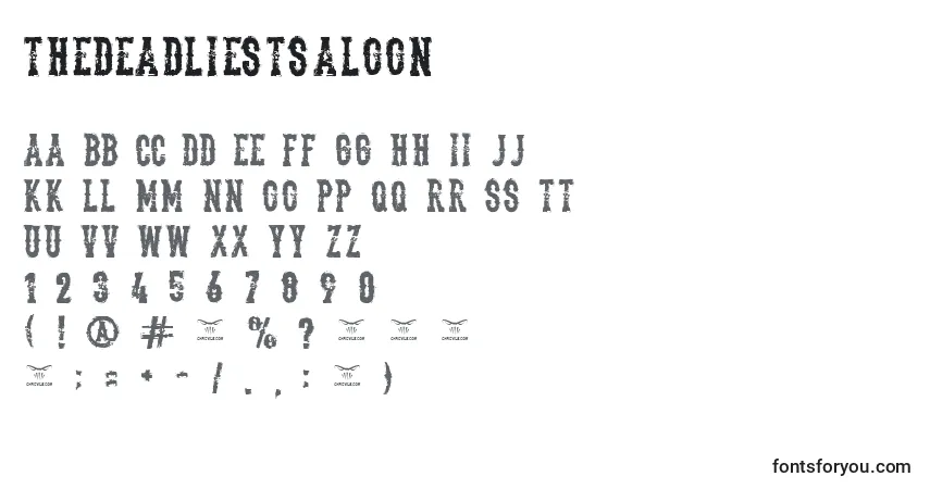 Czcionka Thedeadliestsaloon – alfabet, cyfry, specjalne znaki