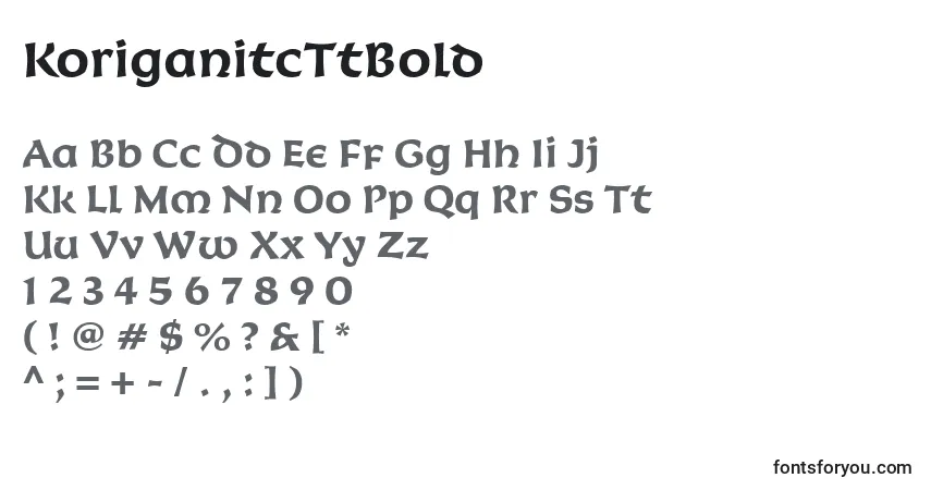 Шрифт KoriganitcTtBold – алфавит, цифры, специальные символы