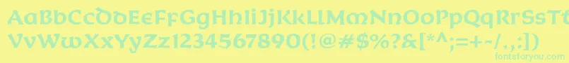 KoriganitcTtBold-Schriftart – Grüne Schriften auf gelbem Hintergrund
