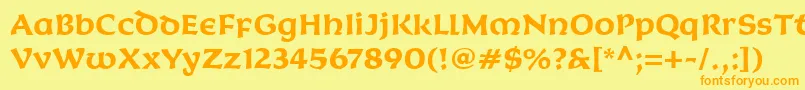KoriganitcTtBold-Schriftart – Orangefarbene Schriften auf gelbem Hintergrund