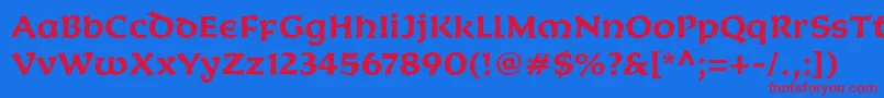 Czcionka KoriganitcTtBold – czerwone czcionki na niebieskim tle