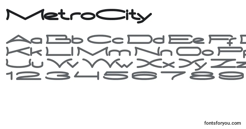 Schriftart MetroCity – Alphabet, Zahlen, spezielle Symbole