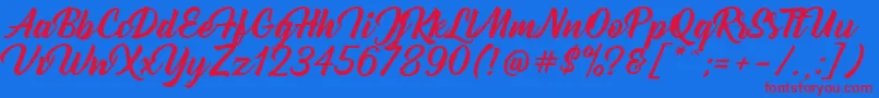 Bernadette Font – Red Fonts on Blue Background