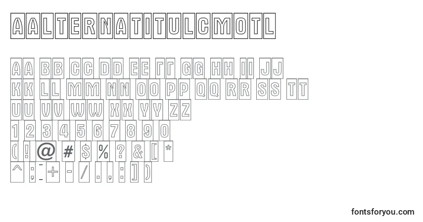 Czcionka AAlternatitulcmotl – alfabet, cyfry, specjalne znaki