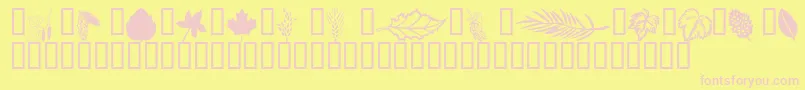 Wmleaves1-fontti – vaaleanpunaiset fontit keltaisella taustalla