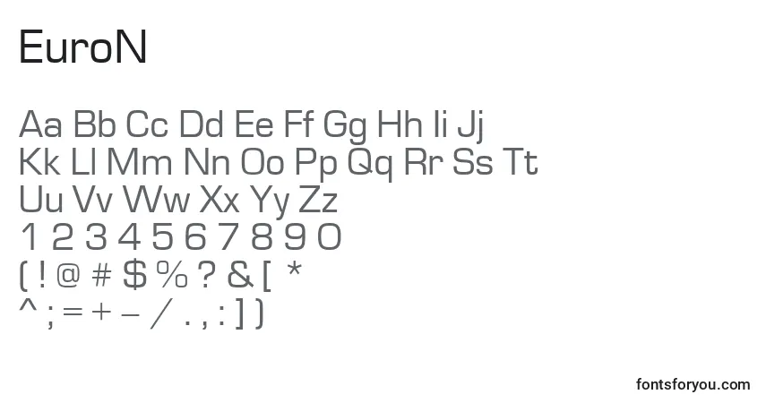 Czcionka EuroN – alfabet, cyfry, specjalne znaki