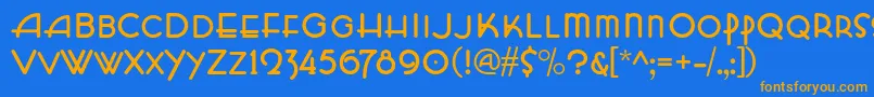 フォントHffZeldomZen – オレンジ色の文字が青い背景にあります。