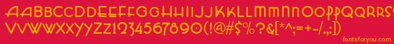 フォントHffZeldomZen – 赤い背景にオレンジの文字