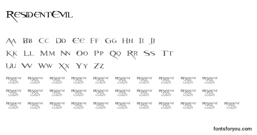 Schriftart ResidentEvil – Alphabet, Zahlen, spezielle Symbole
