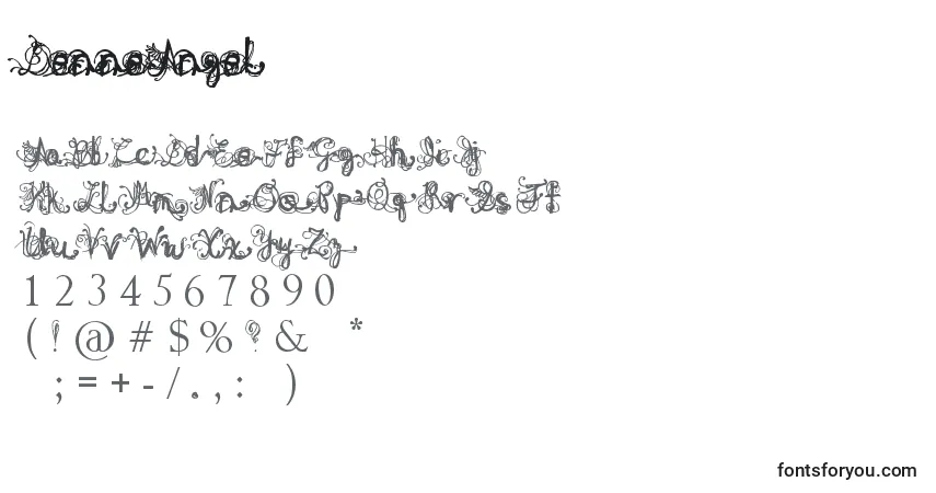 A fonte DenneAngel – alfabeto, números, caracteres especiais