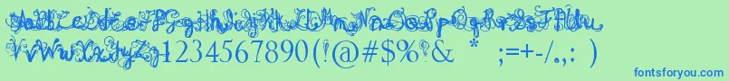 DenneAngel Font – Blue Fonts on Green Background