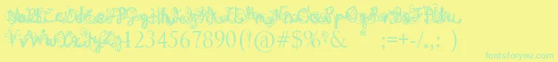 DenneAngel Font – Green Fonts on Yellow Background