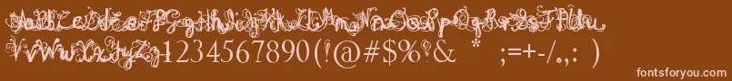 DenneAngel-Schriftart – Rosa Schriften auf braunem Hintergrund