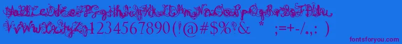 DenneAngel Font – Purple Fonts on Blue Background