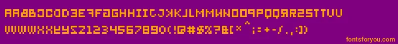 Bitmirror-Schriftart – Orangefarbene Schriften auf violettem Hintergrund