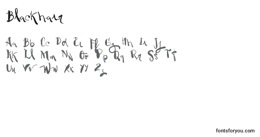 Czcionka Blackhair – alfabet, cyfry, specjalne znaki