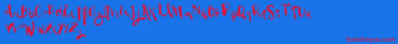 Blackhair-fontti – punaiset fontit sinisellä taustalla