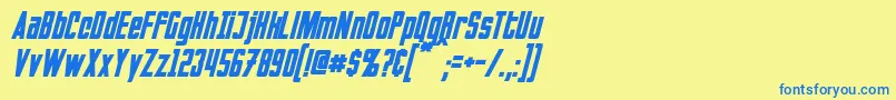 InvadersItalic Font – Blue Fonts on Yellow Background