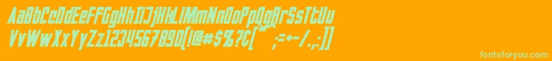 InvadersItalic-Schriftart – Grüne Schriften auf orangefarbenem Hintergrund