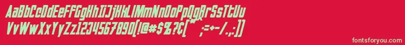 Czcionka InvadersItalic – zielone czcionki na czerwonym tle