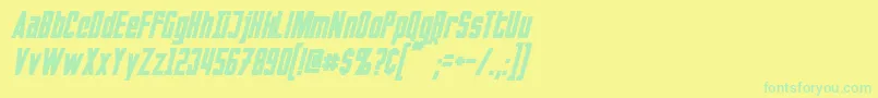 Czcionka InvadersItalic – zielone czcionki na żółtym tle
