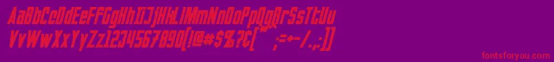 InvadersItalic-Schriftart – Rote Schriften auf violettem Hintergrund