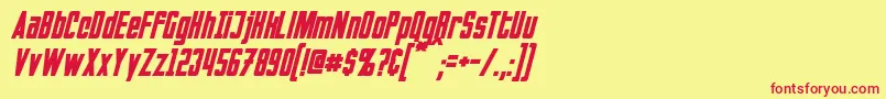 InvadersItalic Font – Red Fonts on Yellow Background