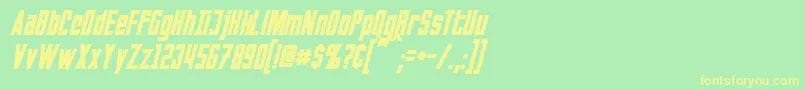 InvadersItalic Font – Yellow Fonts on Green Background