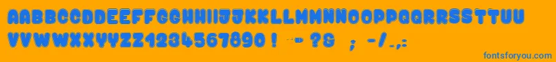Kaboombang$-Schriftart – Blaue Schriften auf orangefarbenem Hintergrund