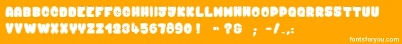 Kaboombang$-Schriftart – Weiße Schriften auf orangefarbenem Hintergrund