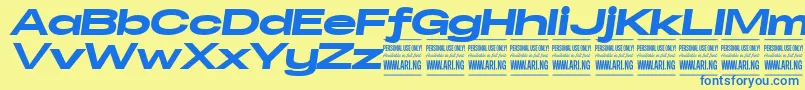 SpecifypersonalExexpblackitali Font – Blue Fonts on Yellow Background