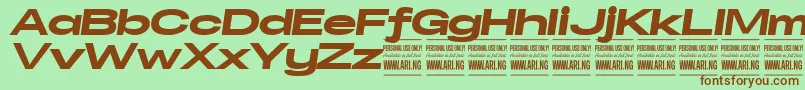 Шрифт SpecifypersonalExexpblackitali – коричневые шрифты на зелёном фоне