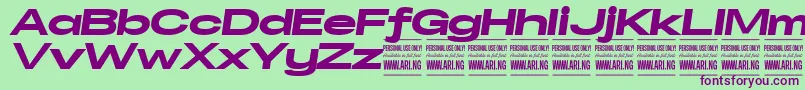 SpecifypersonalExexpblackitali Font – Purple Fonts on Green Background