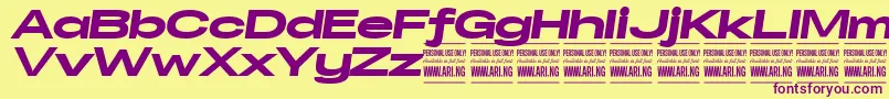 SpecifypersonalExexpblackitali Font – Purple Fonts on Yellow Background