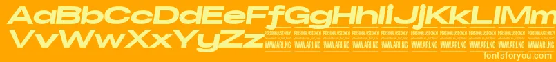 SpecifypersonalExexpblackitali Font – Yellow Fonts on Orange Background