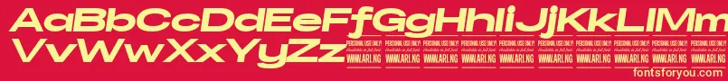 SpecifypersonalExexpblackitali Font – Yellow Fonts on Red Background