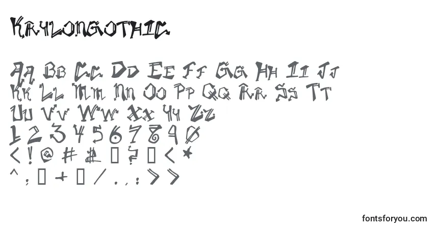Schriftart Krylongothic – Alphabet, Zahlen, spezielle Symbole