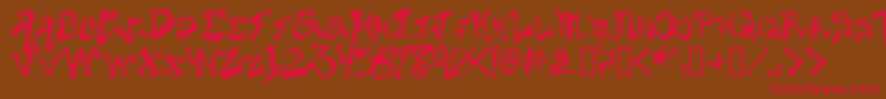 フォントKrylongothic – 赤い文字が茶色の背景にあります。