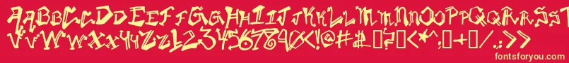 フォントKrylongothic – 黄色の文字、赤い背景