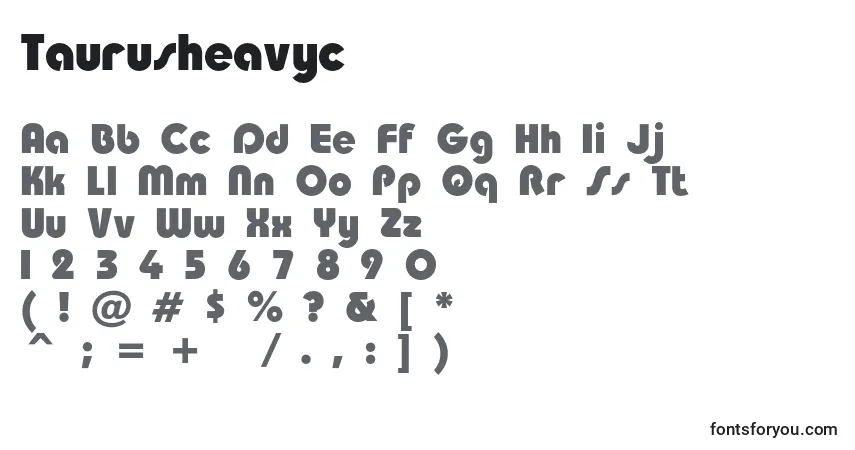 A fonte Taurusheavyc – alfabeto, números, caracteres especiais