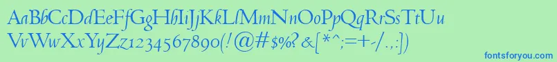 Шрифт JensonClassicoItalic – синие шрифты на зелёном фоне