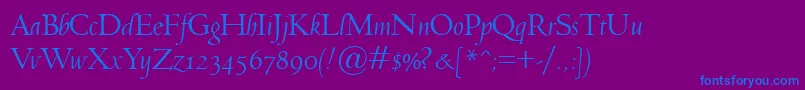 Czcionka JensonClassicoItalic – niebieskie czcionki na fioletowym tle