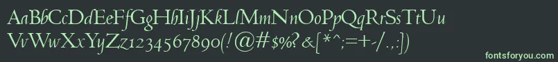 フォントJensonClassicoItalic – 黒い背景に緑の文字