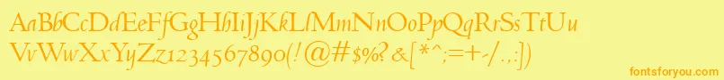 Fonte JensonClassicoItalic – fontes laranjas em um fundo amarelo