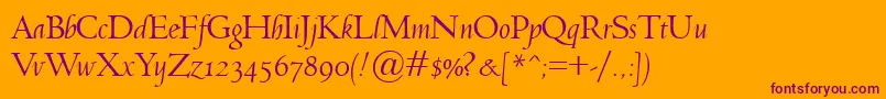 JensonClassicoItalic Font – Purple Fonts on Orange Background