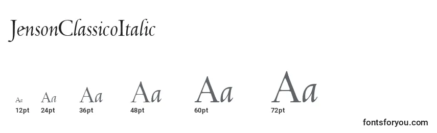 Размеры шрифта JensonClassicoItalic