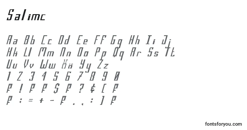 Czcionka Salimc – alfabet, cyfry, specjalne znaki