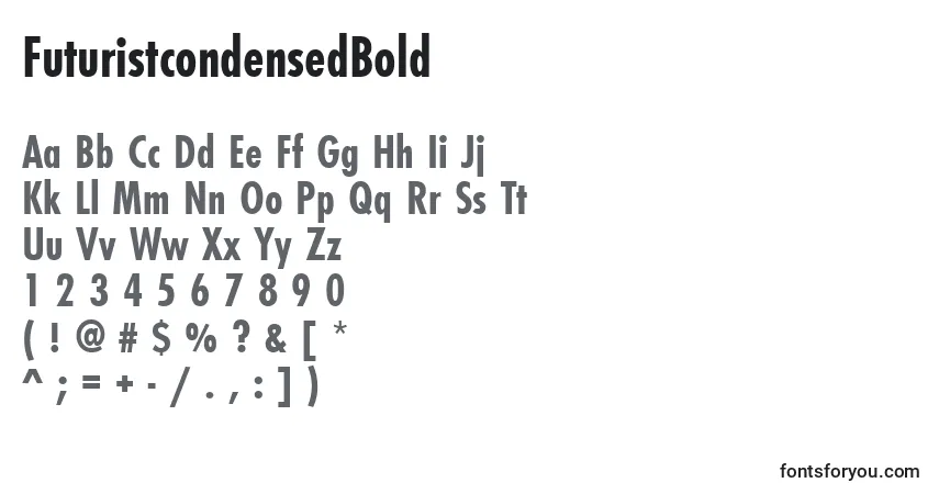Schriftart FuturistcondensedBold – Alphabet, Zahlen, spezielle Symbole