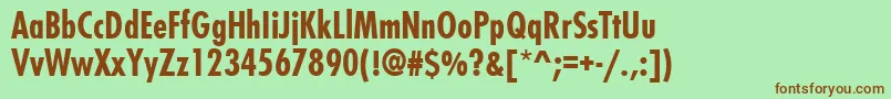 Fonte FuturistcondensedBold – fontes marrons em um fundo verde