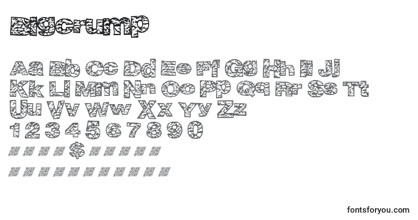 Schriftart Bigcrump – Alphabet, Zahlen, spezielle Symbole